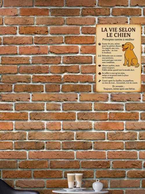 Plaque métal la Vie selon le chien - Kiabi