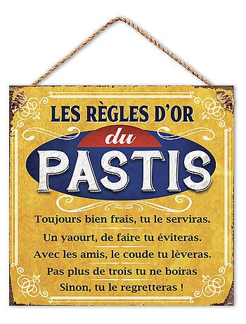 Plaque métal rétro pastis 20 cm