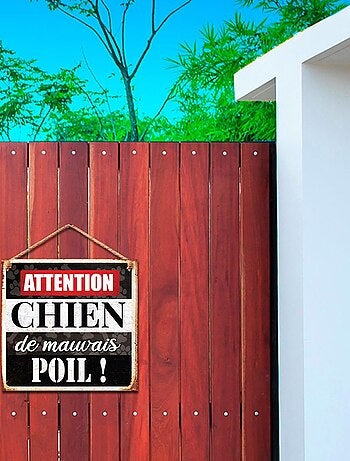 Plaque métallique - ATTENTION CHIEN DE MAUVAIS POIL