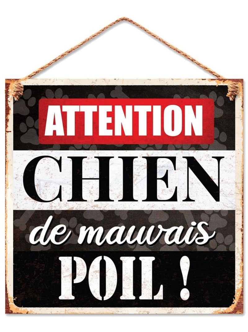Plaque métallique - ATTENTION CHIEN DE MAUVAIS POIL Noir - Kiabi