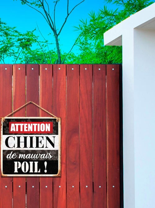 Plaque métallique - ATTENTION CHIEN DE MAUVAIS POIL - Kiabi