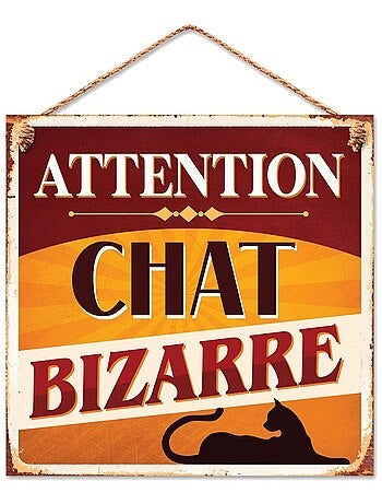 Plaque métallique Attention Chat