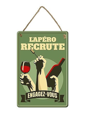 Plaque métallique décorative l'apéro recrute