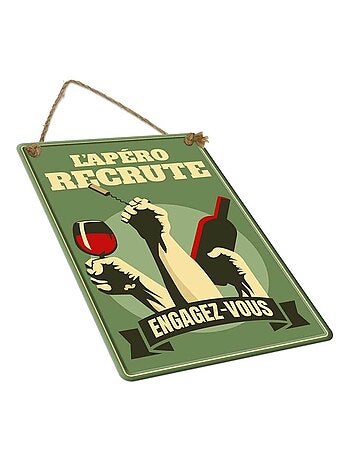 Plaque métallique décorative l'apéro recrute