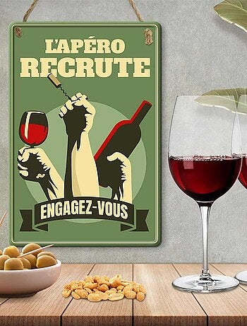 Plaque métallique décorative l'apéro recrute