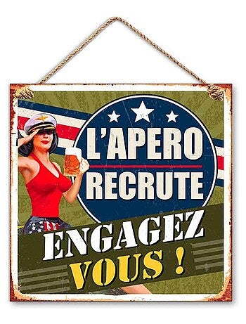 Plaque métallique L'Apéro 20 cm