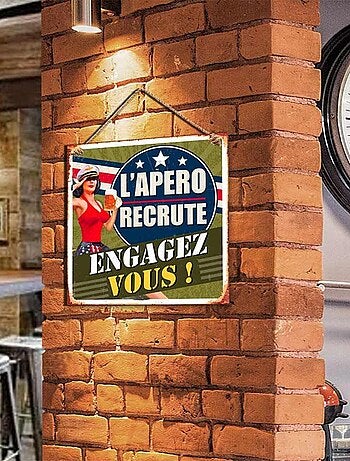 Plaque métallique L'Apéro 20 cm