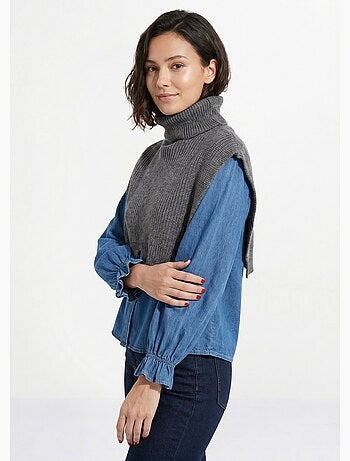 Plastron chaud col roulé en maille - afibel