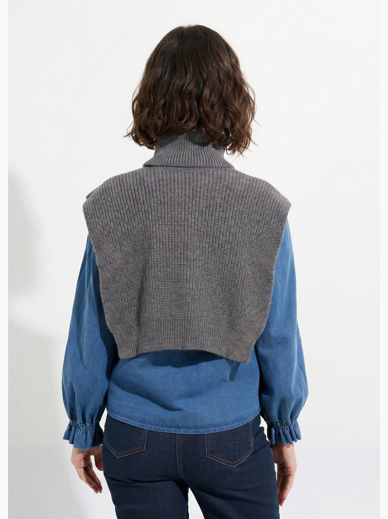 Plastron chaud col roulé en maille - afibel Gris - Kiabi