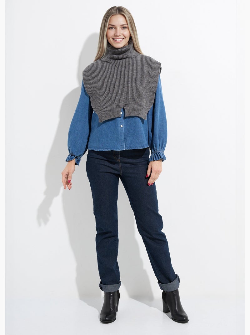 Plastron chaud col roulé en maille - afibel Gris - Kiabi