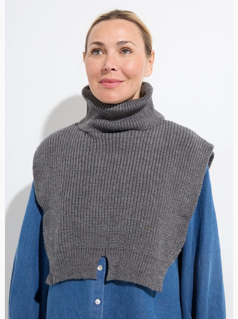 Plastron chaud col roulé en maille - afibel Gris - Kiabi