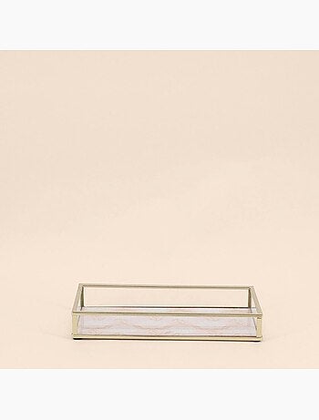 Plateau à bijoux en verre et métal 20x10cm