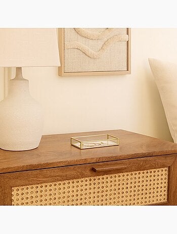 Plateau à bijoux en verre et métal 20x10cm