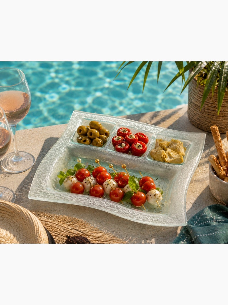 Plateau apéritif en verre dépoli 4 compartiments Transparent - Kiabi