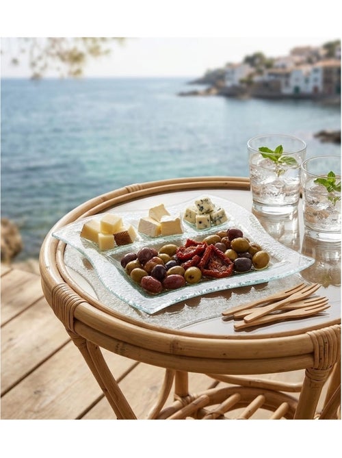 Plateau apéritif en verre dépoli 4 compartiments - Kiabi Plateau apéritif en verre dépoli 4 compartiments - Kiabi