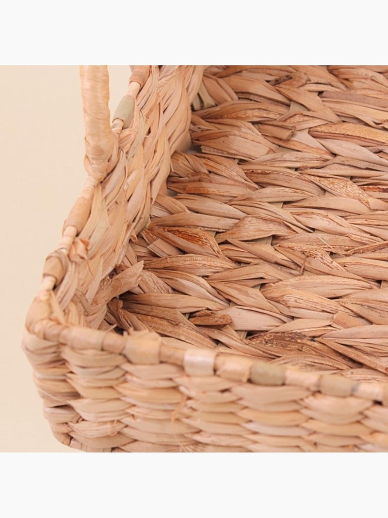 Plateau avec poignées en fibres naturelles 33x25cm Beige - Kiabi