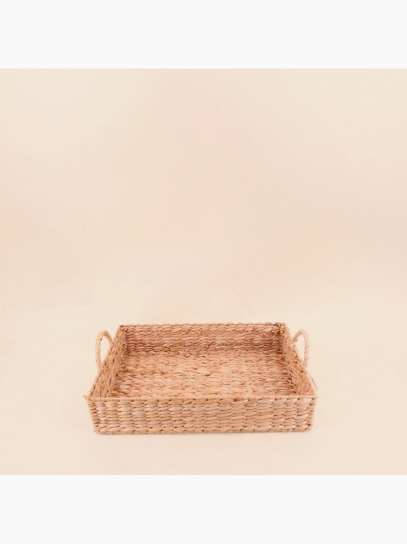 Plateau avec poignées en fibres naturelles 41x30cm Beige - Kiabi