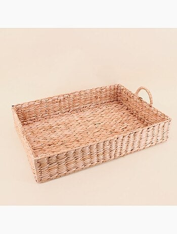 Plateau avec poignées en fibres naturelles 50x35cm