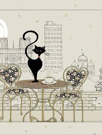 Plateau BUG ART Chat Café paris rectangulaire