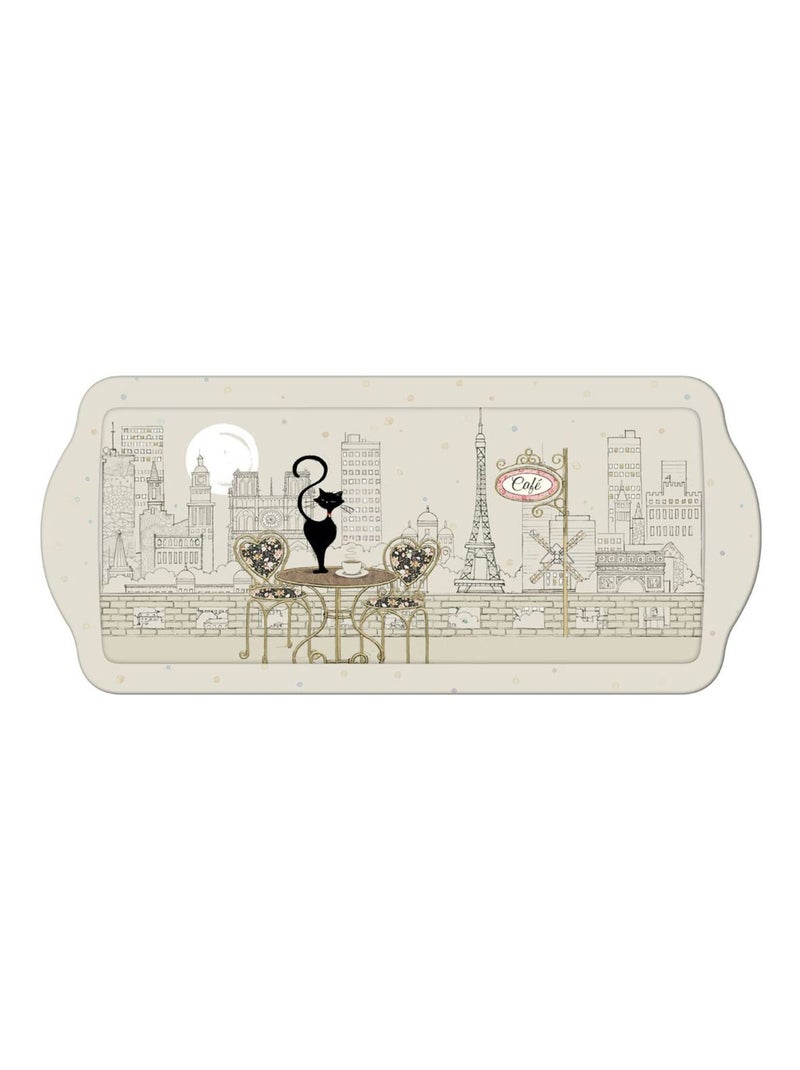 Plateau BUG ART Chat Café paris rectangulaire Beige - Kiabi