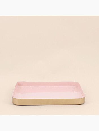 Plateau carré en métal rose 25x25cm