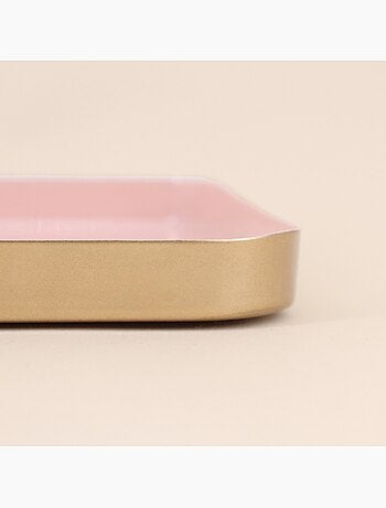 Plateau carré en métal rose 25x25cm