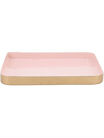 Plateau carré en métal rose 25x25cm