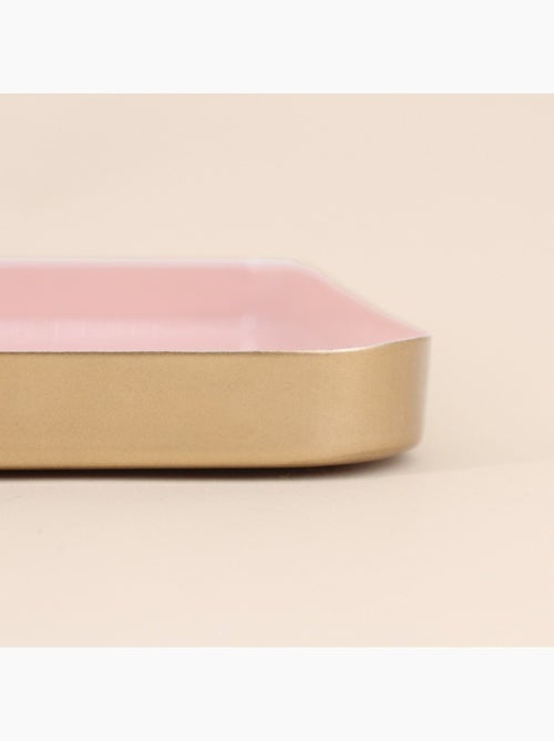 Plateau carré en métal rose 25x25cm - Kiabi
