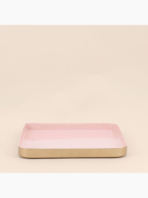 Plateau carré en métal rose 25x25cm - Kiabi