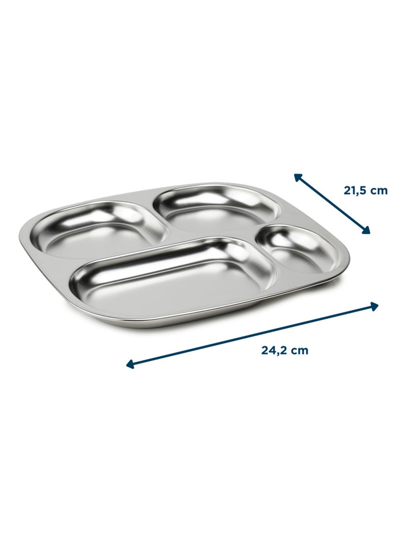 PLATEAU COMPARTIMENTE INOX Gris - Kiabi