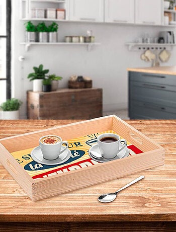 Plateau déco en bois expresso
