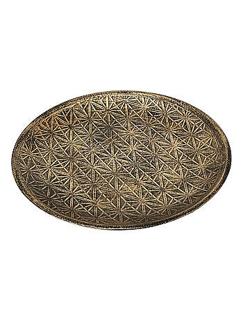 Plateau décoratif en bois or patiné