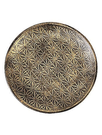 Plateau décoratif en bois or patiné