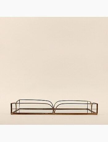 Plateau doré à fond miroir 28x16cm