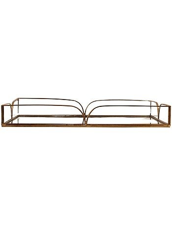 Plateau doré à fond miroir 28x16cm