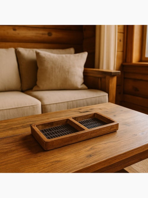 Plateau double en bois 30x15cm - Kiabi
