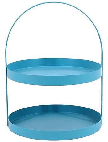 Plateau double en métal bleu 27x22cm