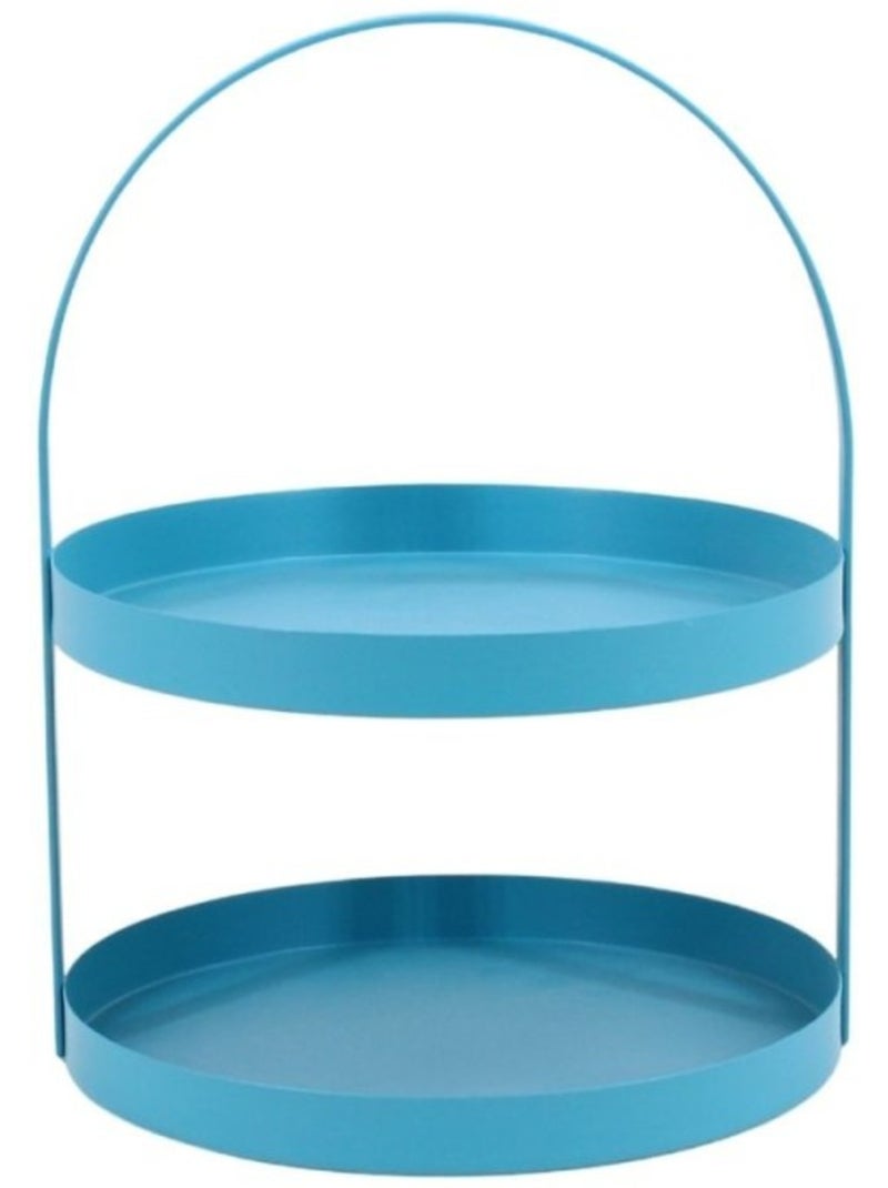 Plateau double en métal bleu 27x22cm Bleu - Kiabi