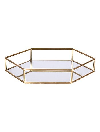 Plateau effet miroir hexagonal en métal