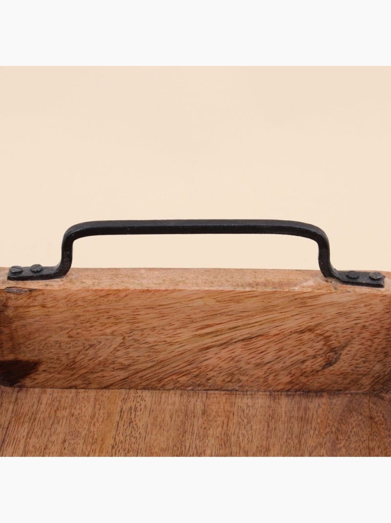 Plateau en bois avec poignées 30x21cm Beige - Kiabi