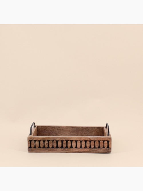 Plateau en bois avec poignées 30x21cm - Kiabi