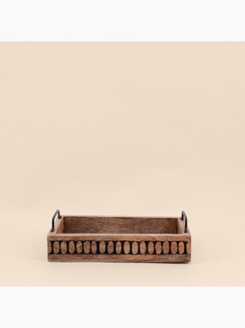 Plateau en bois avec poignées 30x21cm Beige - Kiabi