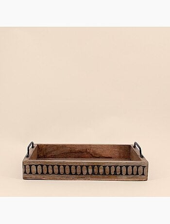 Plateau en bois avec poignées 38x24cm
