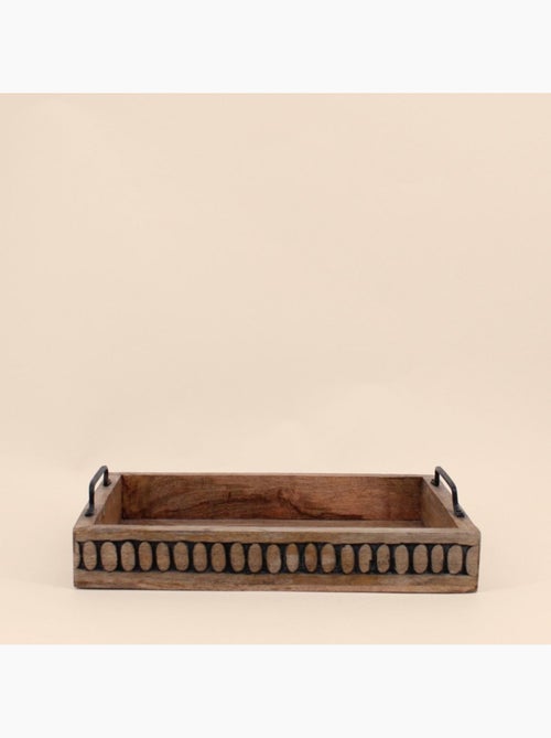 Plateau en bois avec poignées 38x24cm - Kiabi