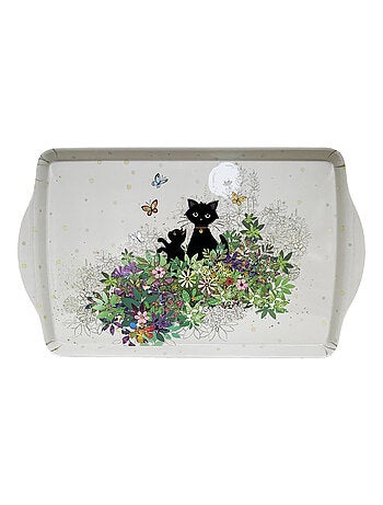 Plateau en mélamine chats et papillons 38 cm