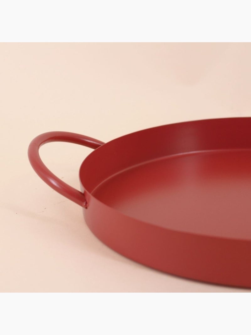 Plateau en métal 2 poignées 25cm Terracotta - Kiabi
