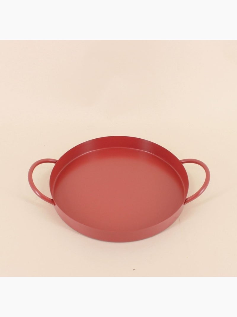 Plateau en métal 2 poignées 25cm Terracotta - Kiabi