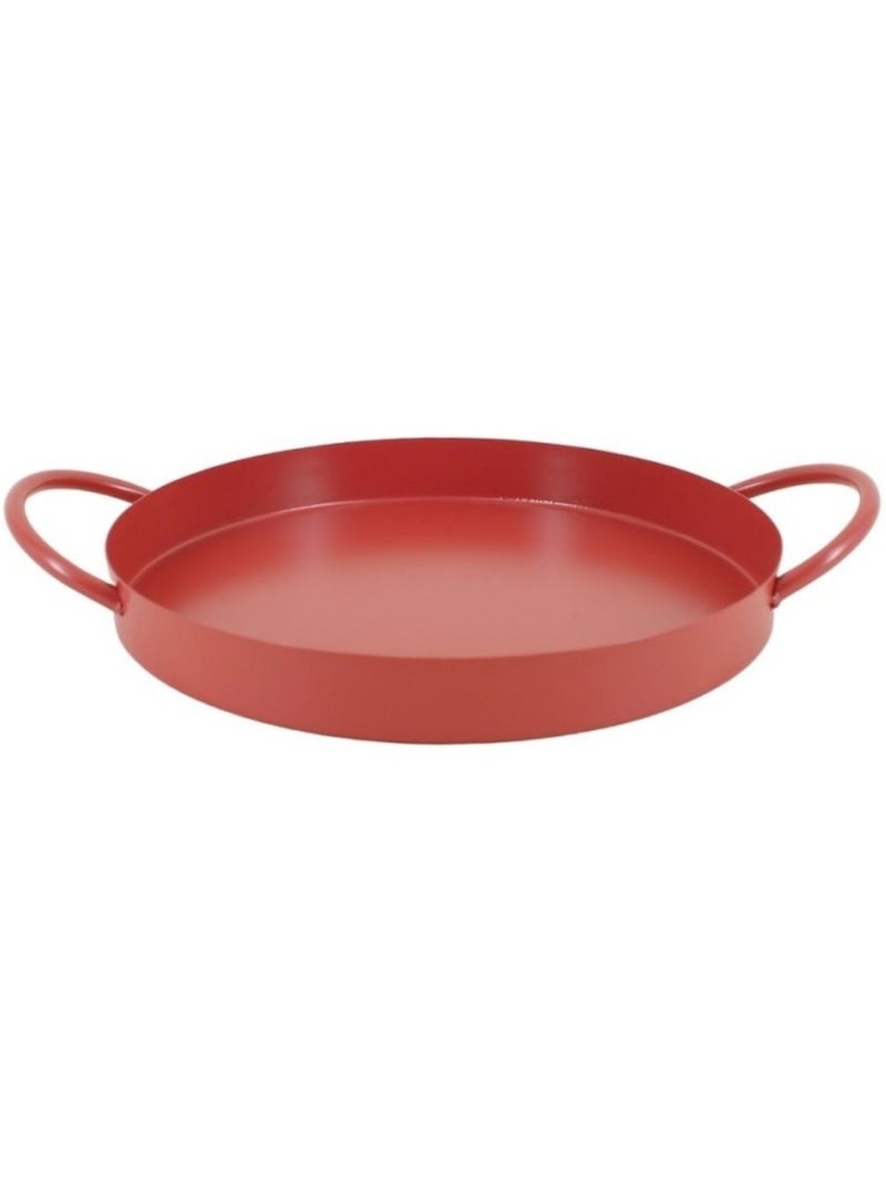 Plateau en métal 2 poignées 25cm Terracotta - Kiabi