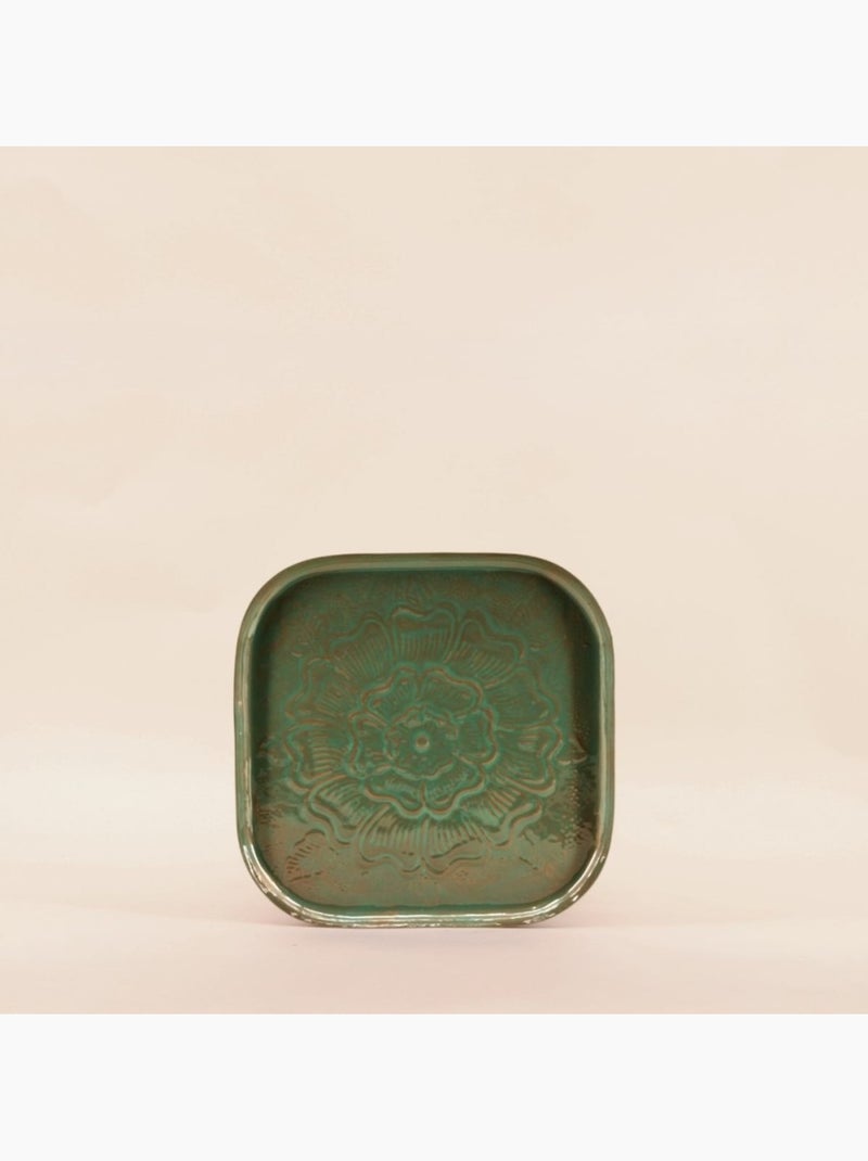 Plateau en métal avec motifs en relief 26cm Vert - Kiabi