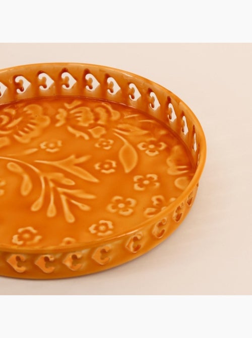Plateau en métal avec motifs en relief jaune 25cm - Kiabi